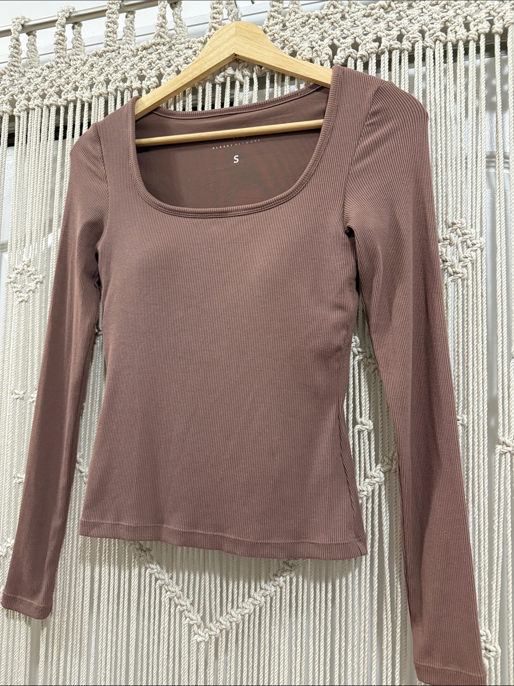Klassy Network Bamboo Long Sleeve Scoop Neck Brami In Brown — image 5 of 8